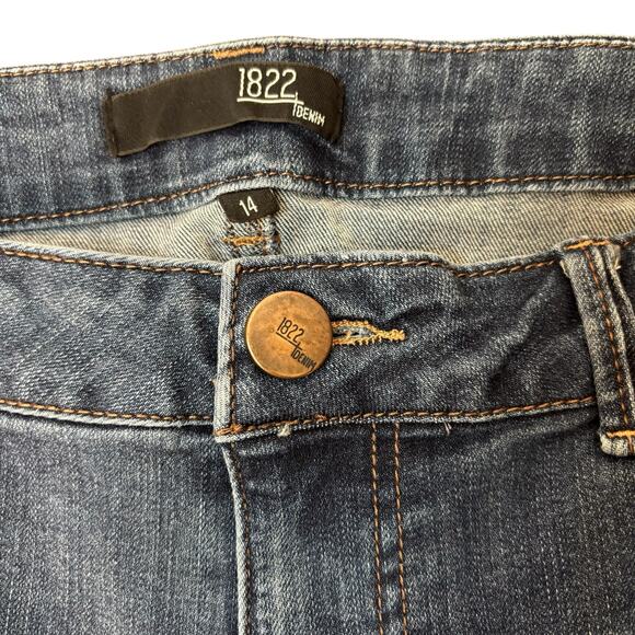 1822 Denim Skinny Jeans Womens Size 14 Mid-Rise Body-Positive Stretch Frayed Hem - Picture 4 of 16